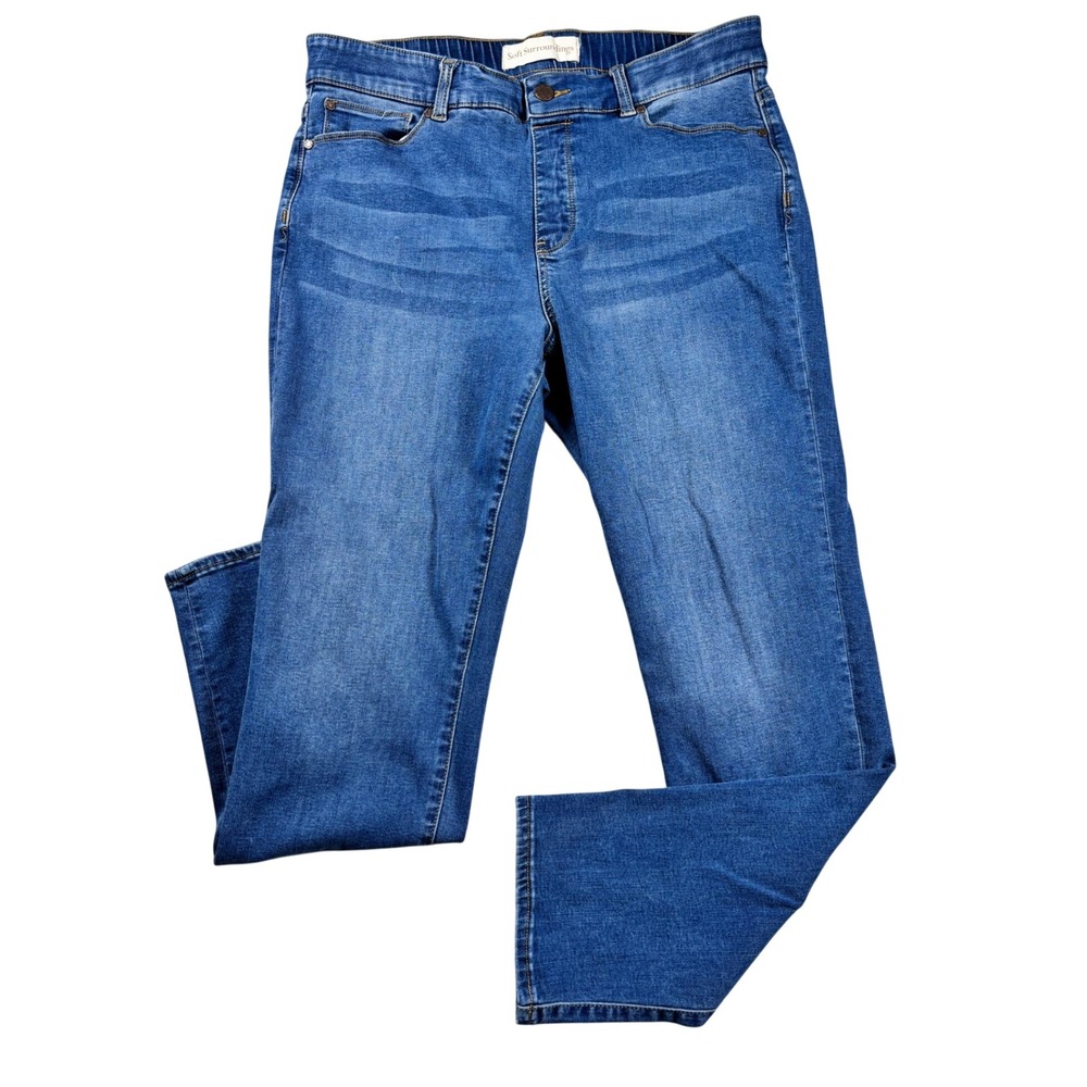 Soft Surroundings Womens Medium Wash Straight Leg Stretch Denim Jeans 2EQ76